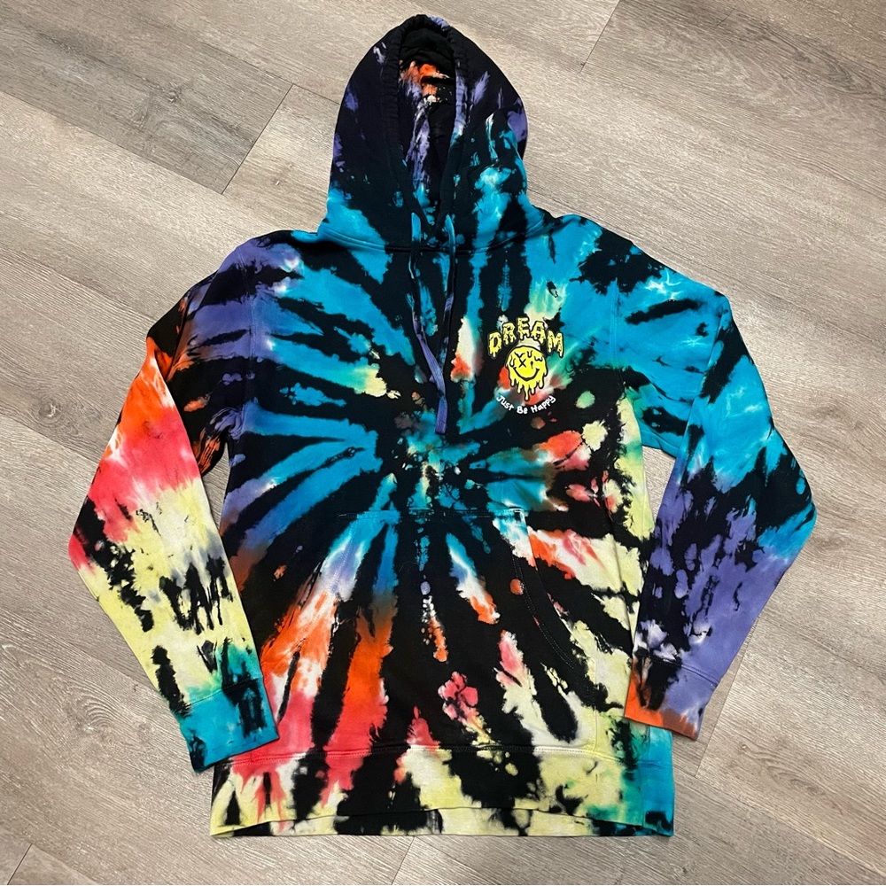NWOT DREAM “Just Be Happy” Tie Dye Variant Hoodie Sz M